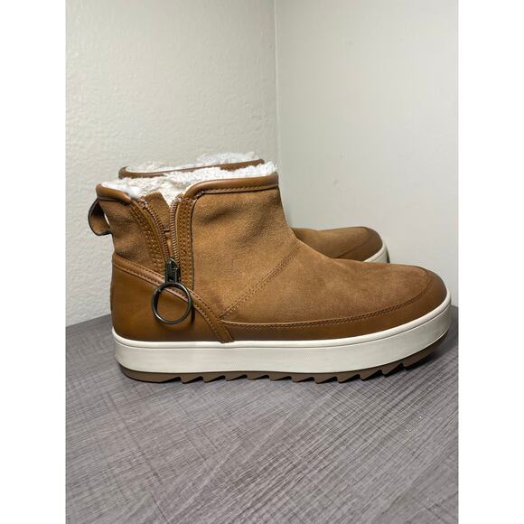 Koolaburra Ugg Chestnut Suede Leather Tynlee Zip Low Bootie Womens 11 Mens 9.5 - Picture 3 of 16